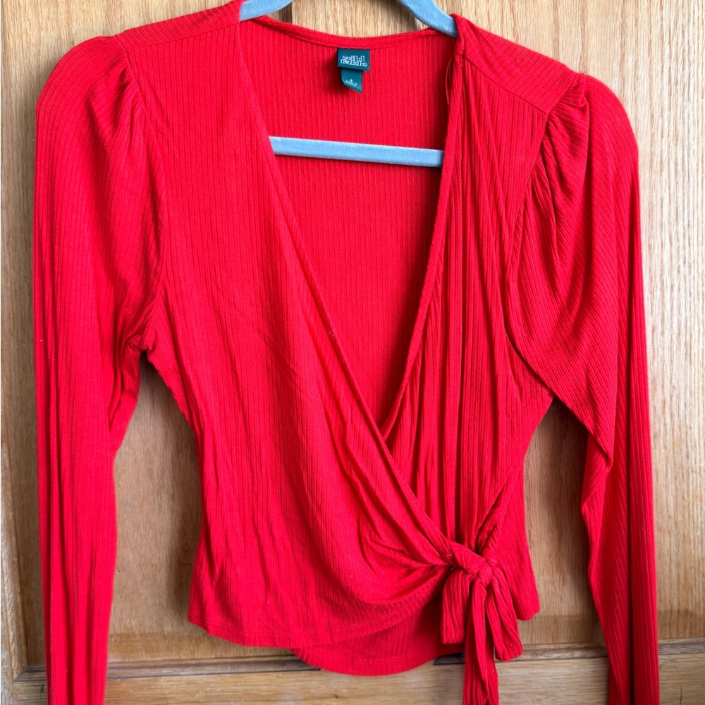 Wild Fable Vibrant Red Wrap Blouse